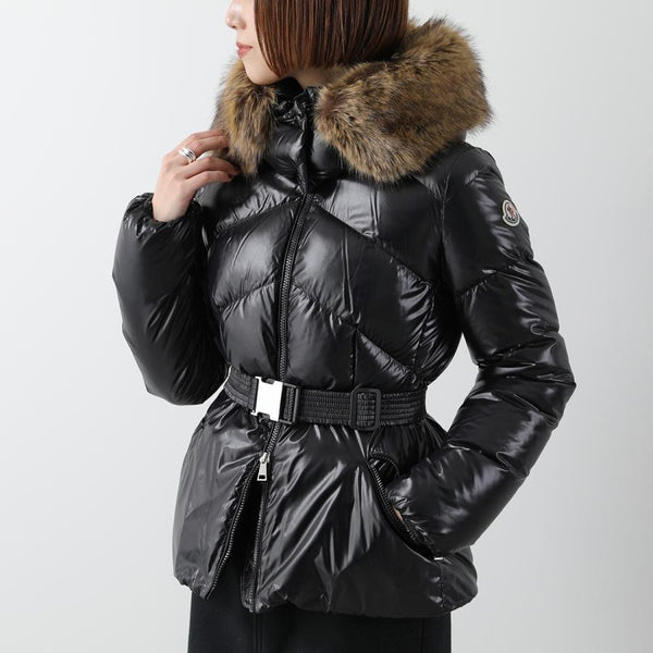 MONCLER モンクレール ダウンジャケット LAITUE レチュ 1A00101 68950 レディース ファー フード付き ベルト付き アイコンパッチ 999 1A0010168950999
