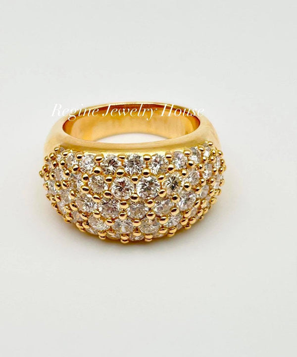 ✨ Luxurious K18 Gold Diamond Pavé Statement Ring ✨