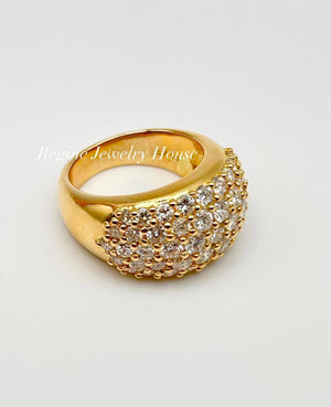 ✨ Luxurious K18 Gold Diamond Pavé Statement Ring ✨