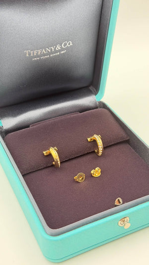 Tiffany & Co. T One Diamond Hoop Earrings in 18K Yellow Gold (750YG)