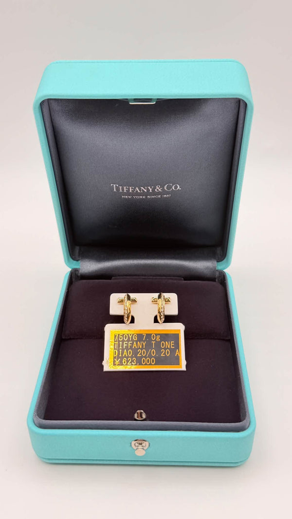 Tiffany & Co. T One Diamond Hoop Earrings in 18K Yellow Gold (750YG)