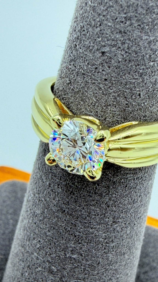 K18 Yellow Gold Solitaire Diamond Ring