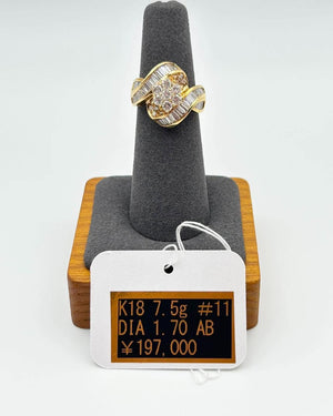 K18 Yellow Gold Diamond Cluster & Baguette Ring