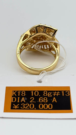 K18 Yellow Gold 2.68ct Diamond Statement Ring