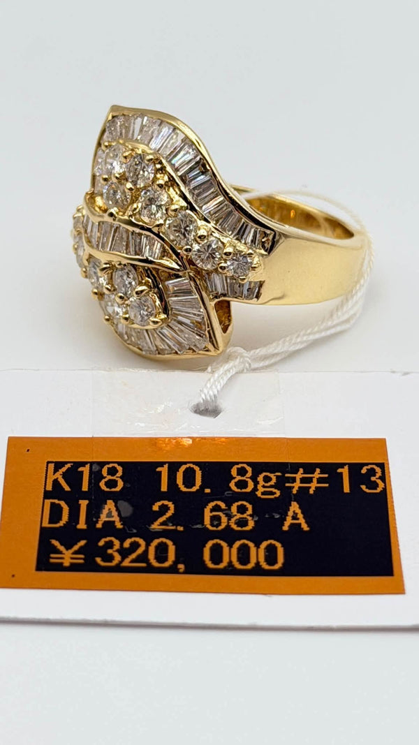 K18 Yellow Gold 2.68ct Diamond Statement Ring