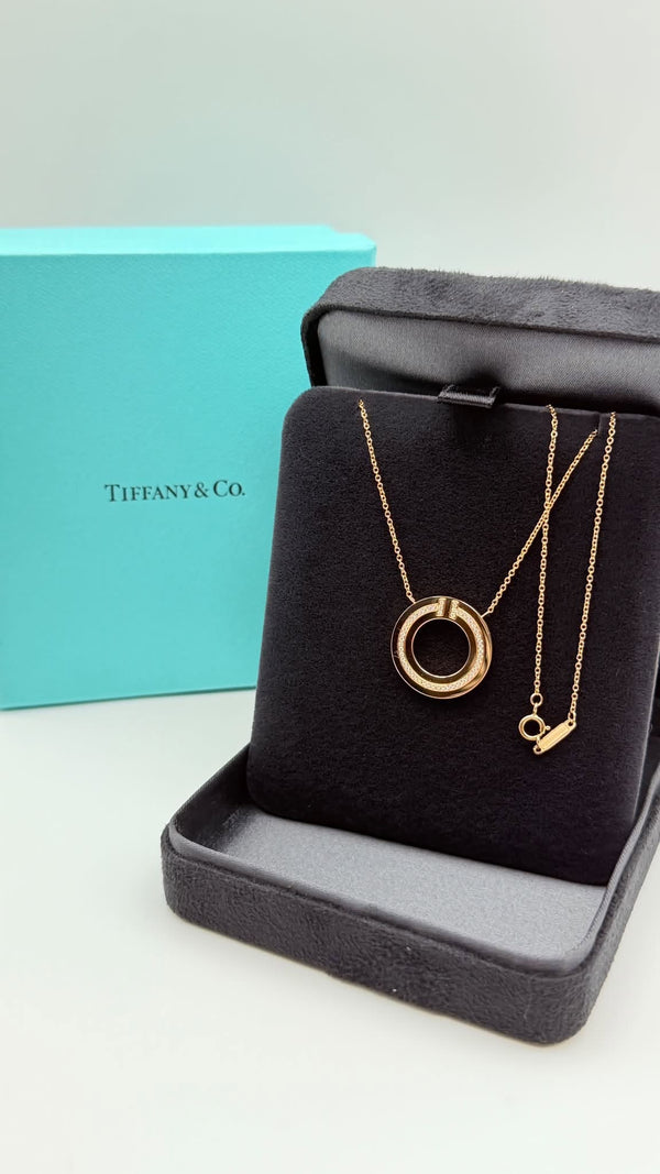 Tiffany & Co. T Two Circle Pendant Necklace in 18K Rose Gold (750)