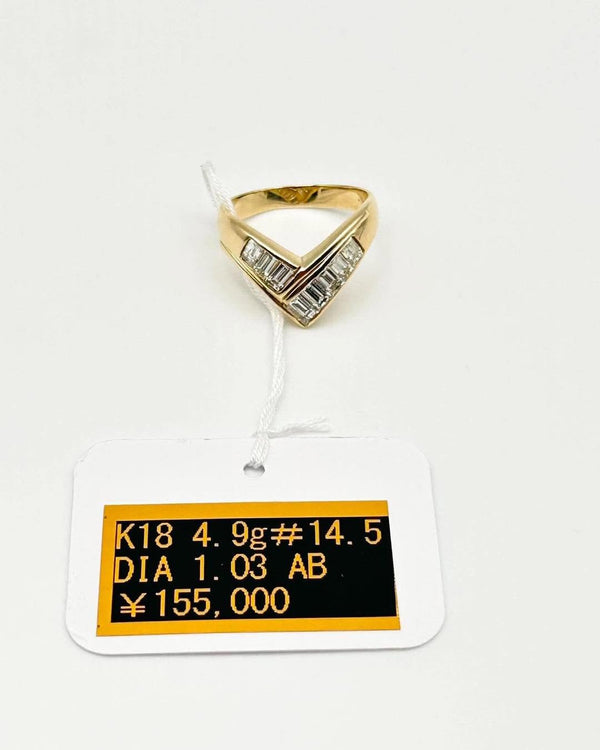 K18 Chevron Yellow Gold  Ring