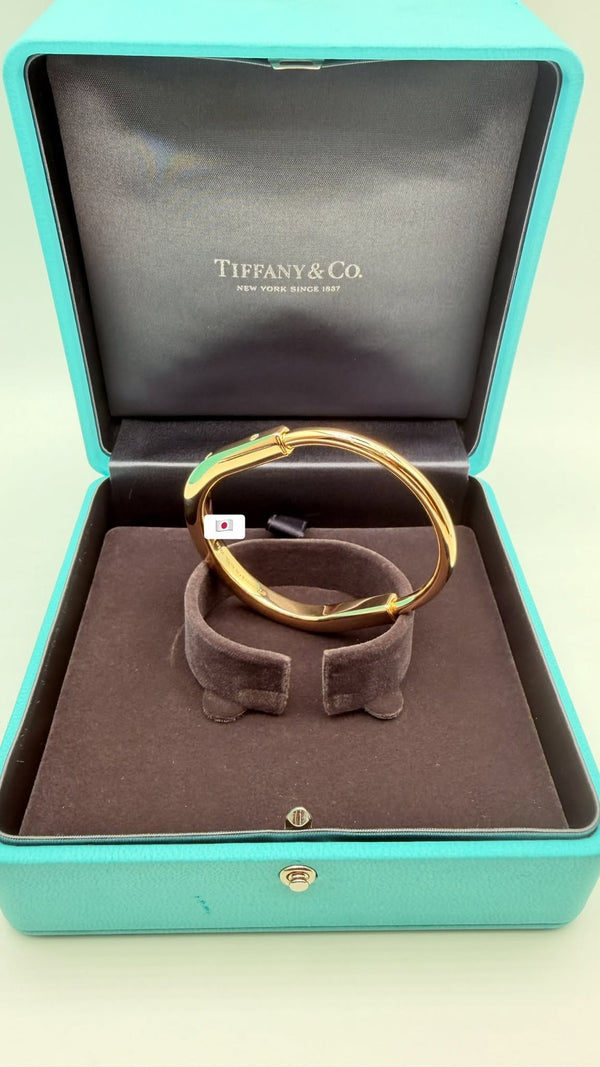 Authentic Tiffany & Co. Lock Bangle with Diamond Accents (18K Rose Gold)
