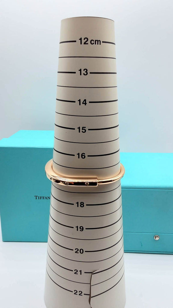 Authentic Tiffany & Co. Lock Bangle with Diamond Accents (18K Rose Gold)