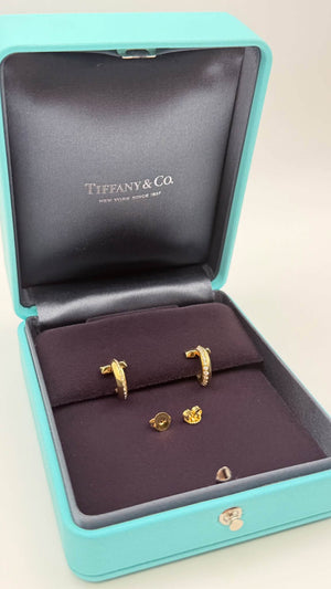 Tiffany & Co. T One Diamond Hoop Earrings in 18K Yellow Gold (750YG)