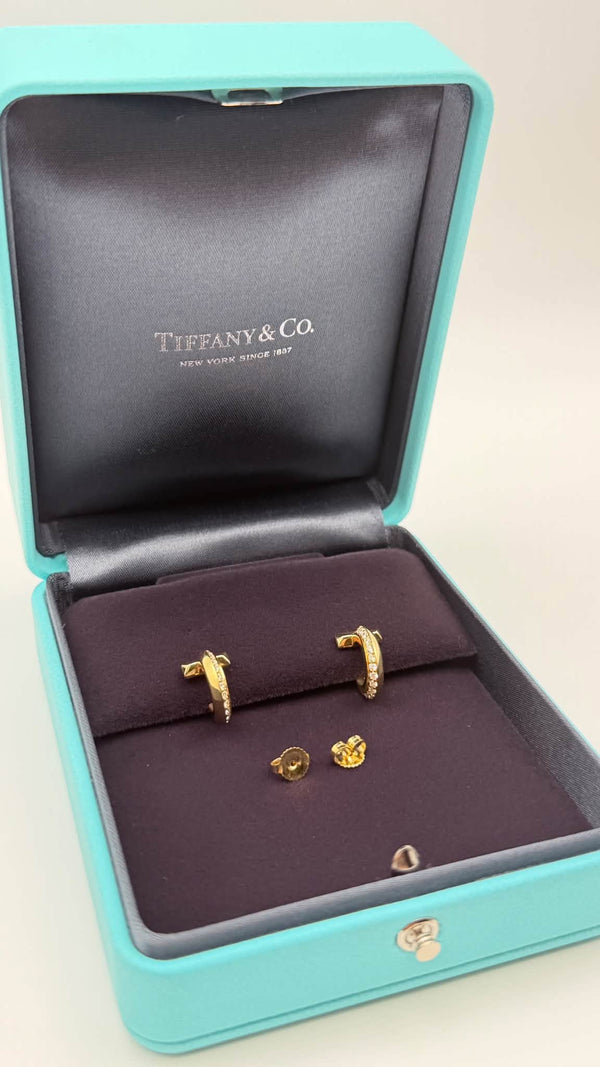 Tiffany & Co. T One Diamond Hoop Earrings in 18K Yellow Gold (750YG)