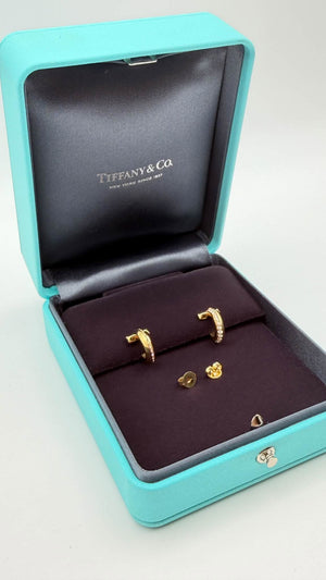 Tiffany & Co. T One Diamond Hoop Earrings in 18K Yellow Gold (750YG)