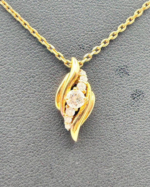 POLA K18(750) Yellow Gold Diamond Pendant Necklace