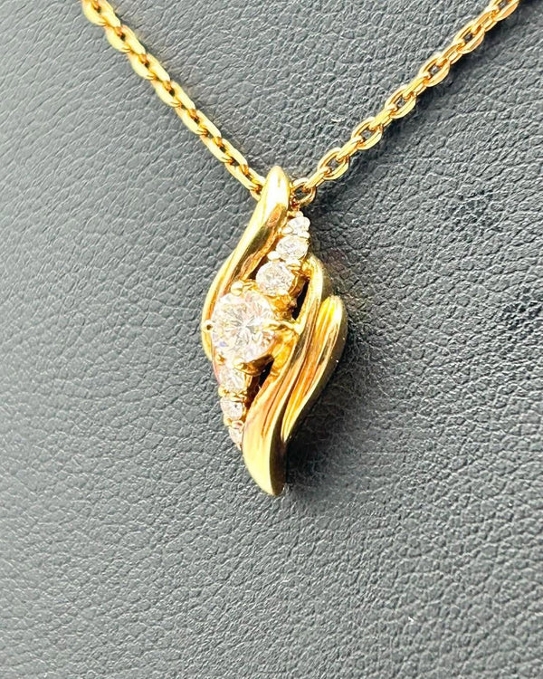 POLA K18(750) Yellow Gold Diamond Pendant Necklace