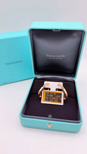 Pre-Owned Authentic Tiffany & Co. Tiffany Lock Earrings in Rose Gold with Diamonds