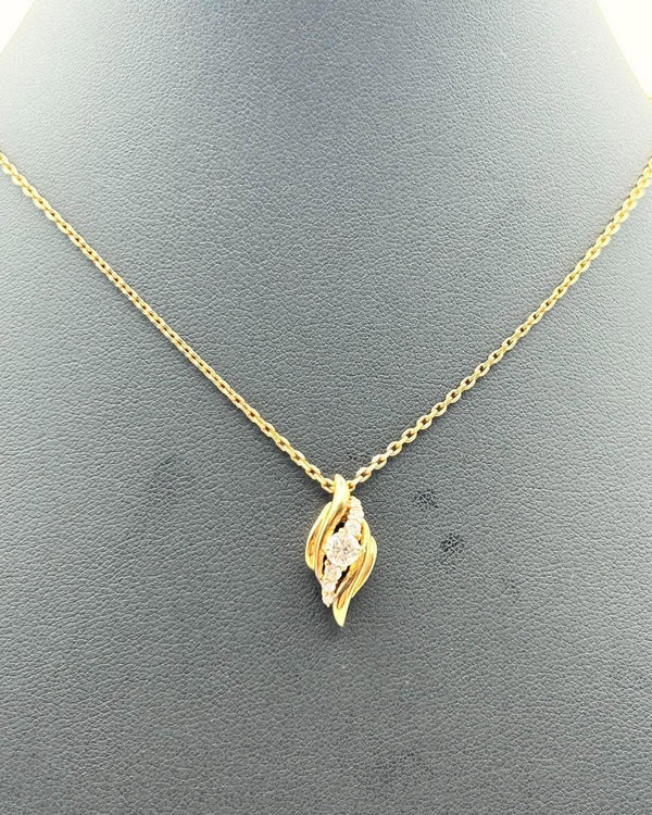 POLA K18(750) Yellow Gold Diamond Pendant Necklace