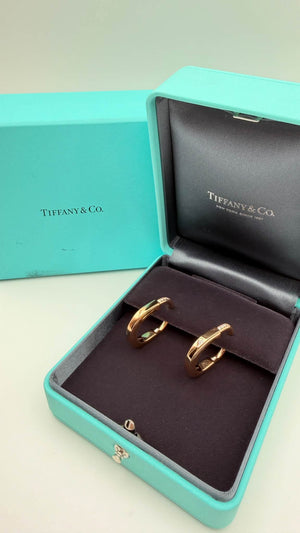 Pre-Owned Authentic Tiffany & Co. Tiffany Lock Earrings in Rose Gold with Diamonds