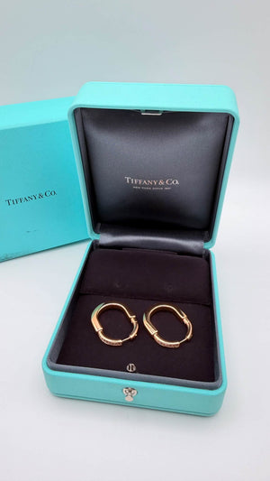 Pre-Owned Authentic Tiffany & Co. Tiffany Lock Earrings in Rose Gold with Diamonds