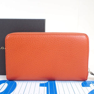 ✨ BVLGARI Zip Around Leather Long Wallet (Vibrant Orange) ✨