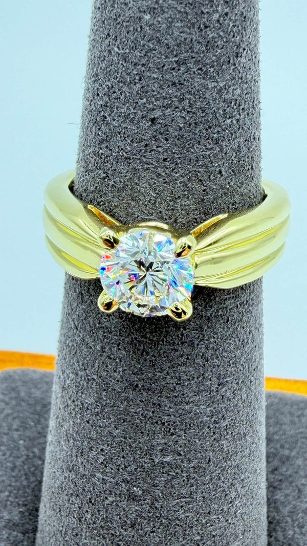 K18 Yellow Gold Solitaire Diamond Ring
