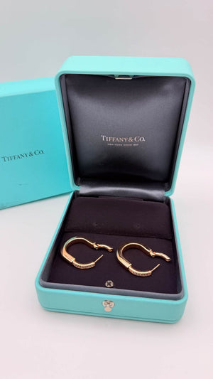 Pre-Owned Authentic Tiffany & Co. Tiffany Lock Earrings in Rose Gold with Diamonds