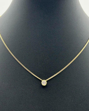 K18 Yellow Gold Solitaire Diamond Bezel Necklace