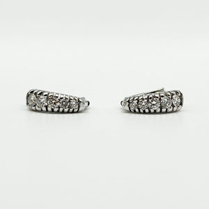 K18 White Gold Diamond Huggie/Hoop Earrings