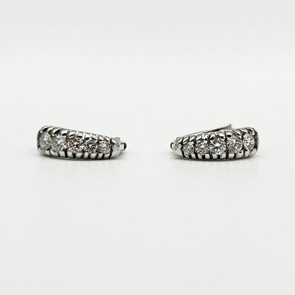 K18 White Gold Diamond Huggie/Hoop Earrings