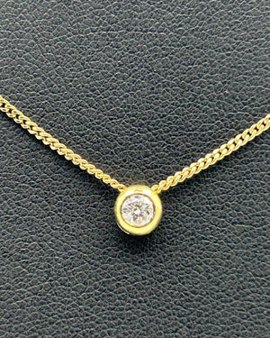 K18 Yellow Gold Solitaire Diamond Bezel Necklace