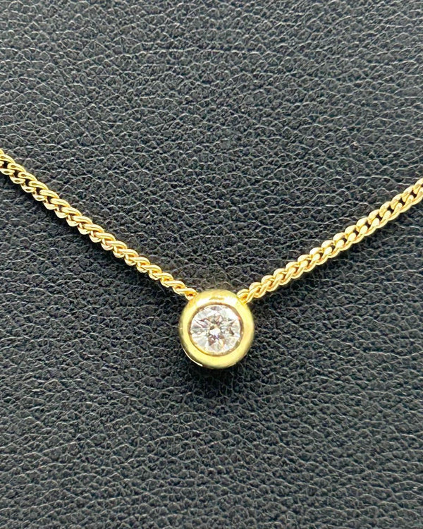 K18 Yellow Gold Solitaire Diamond Bezel Necklace