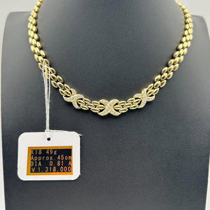 K18 Yellow Gold Diamond Motif Collar Necklace