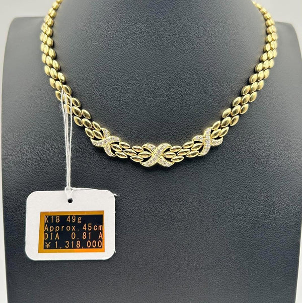 K18 Yellow Gold Diamond Motif Collar Necklace