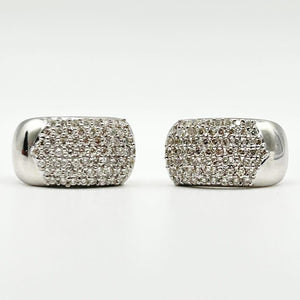 K18 White Gold Diamond Pavé Huggie/Clip Earrings
