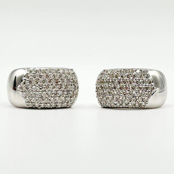 K18 White Gold Diamond Pavé Huggie/Clip Earrings