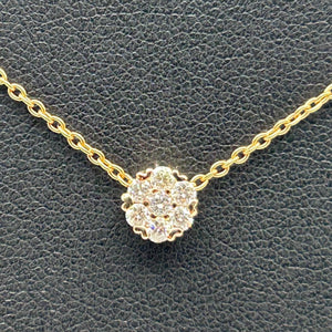 K18 Pink Gold Diamond Cluster Pendant Necklace