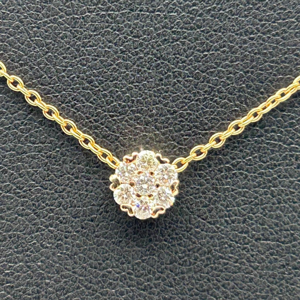 K18 Pink Gold Diamond Cluster Pendant Necklace