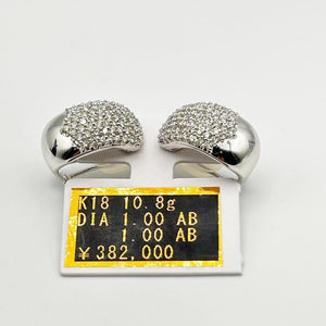 K18 White Gold Diamond Pavé Huggie/Clip Earrings
