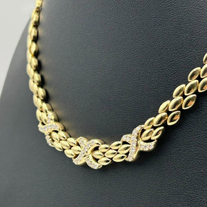 K18 Yellow Gold Diamond Motif Collar Necklace