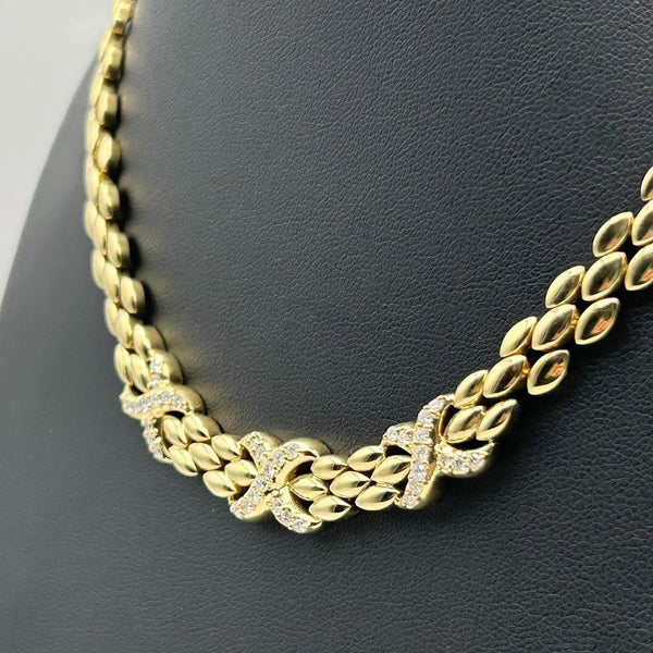 K18 Yellow Gold Diamond Motif Collar Necklace