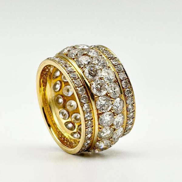 K18 Yellow Gold Multi-Row Diamond Band Ring