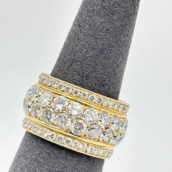 K18 Yellow Gold Multi-Row Diamond Band Ring