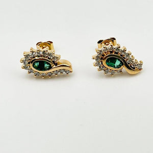 K18 Yellow Gold Emerald & Diamond Earrings