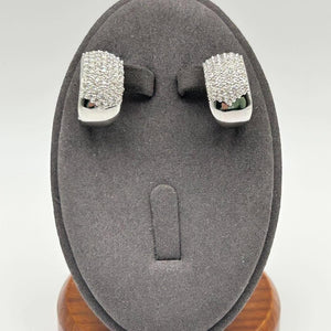 K18 White Gold Diamond Pavé Huggie/Clip Earrings