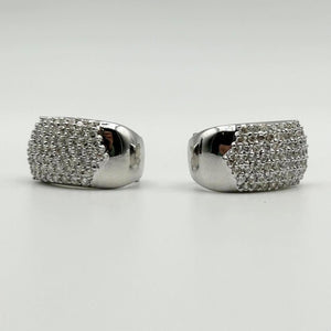 K18 White Gold Diamond Pavé Huggie/Clip Earrings