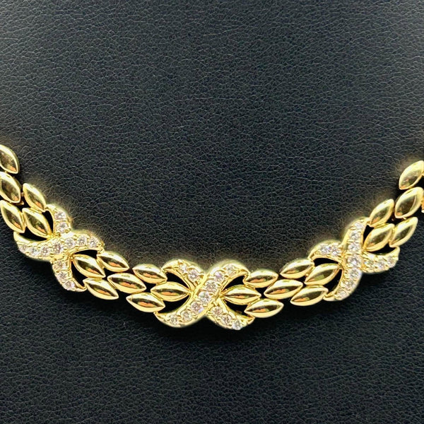 K18 Yellow Gold Diamond Motif Collar Necklace