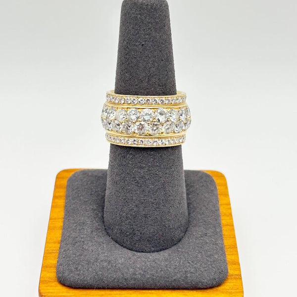 K18 Yellow Gold Multi-Row Diamond Band Ring