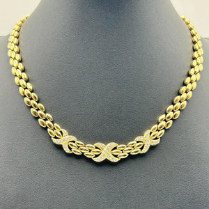 K18 Yellow Gold Diamond Motif Collar Necklace