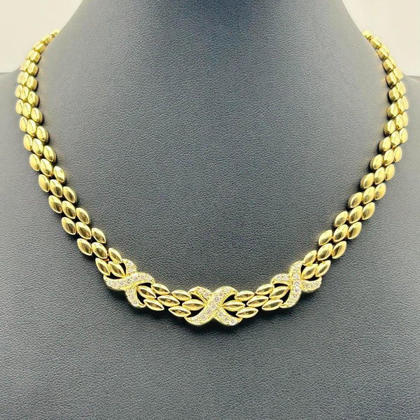 K18 Yellow Gold Diamond Motif Collar Necklace