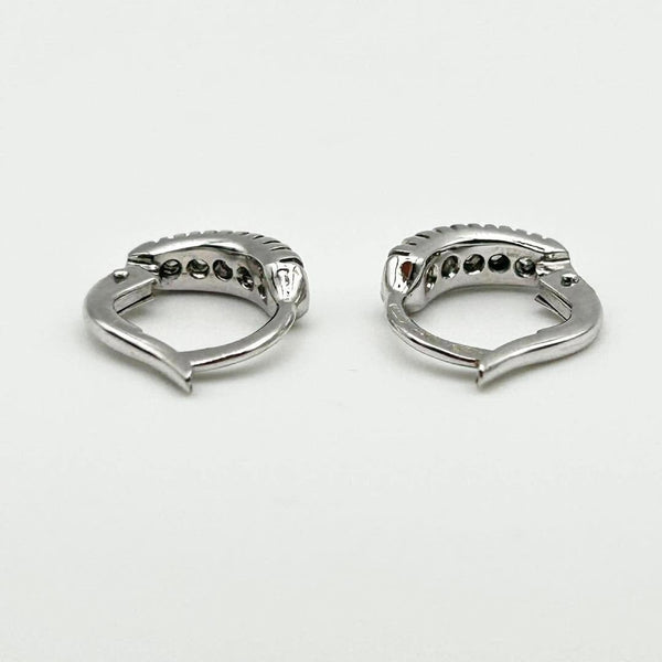 K18 White Gold Diamond Huggie/Hoop Earrings