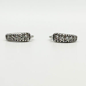 K18 White Gold Diamond Huggie/Hoop Earrings